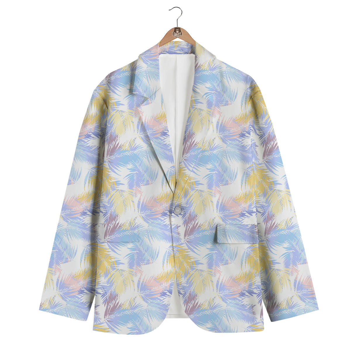 Tropical Palm Leaf Pastel Print Pattern Men's Blazer-grizzshop