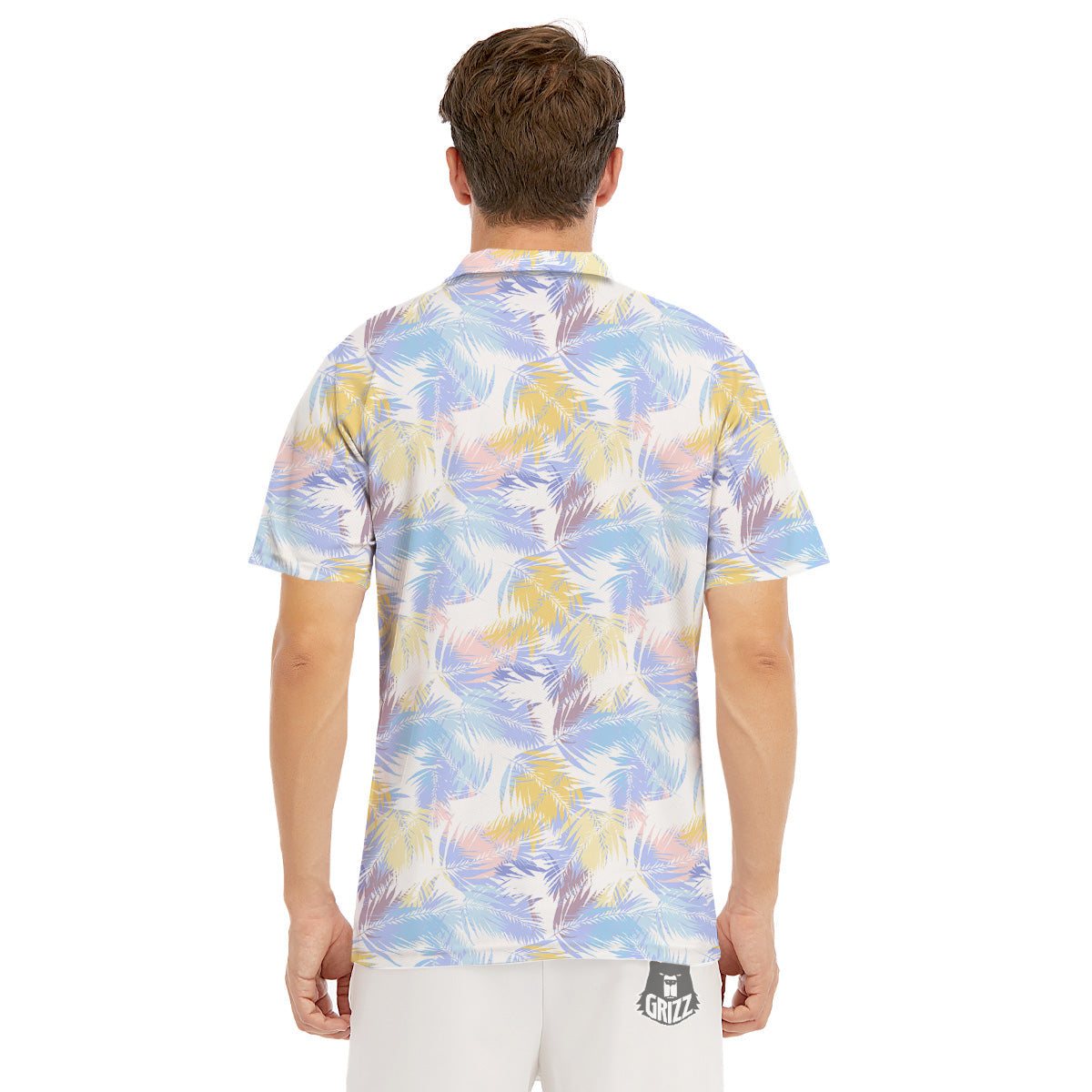 Tropical Palm Leaf Pastel Print Pattern Men's Golf Shirts-grizzshop