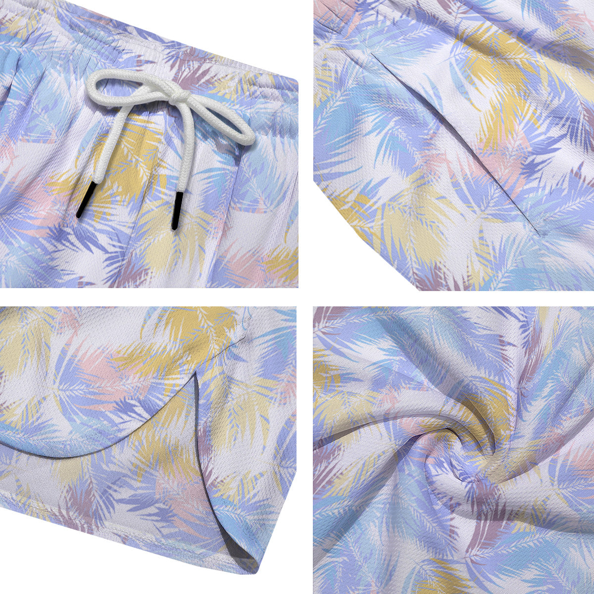 Tropical Palm Leaf Pastel Print Pattern Men's Running Shorts-grizzshop
