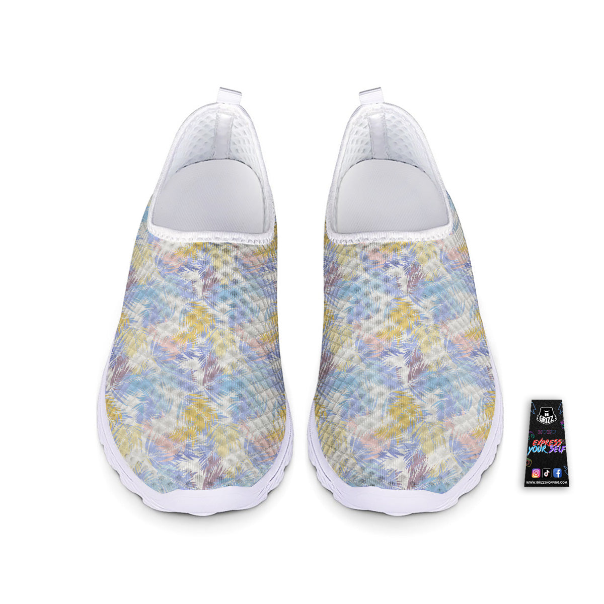 Tropical Palm Leaf Pastel Print Pattern Nurse Shoes-grizzshop