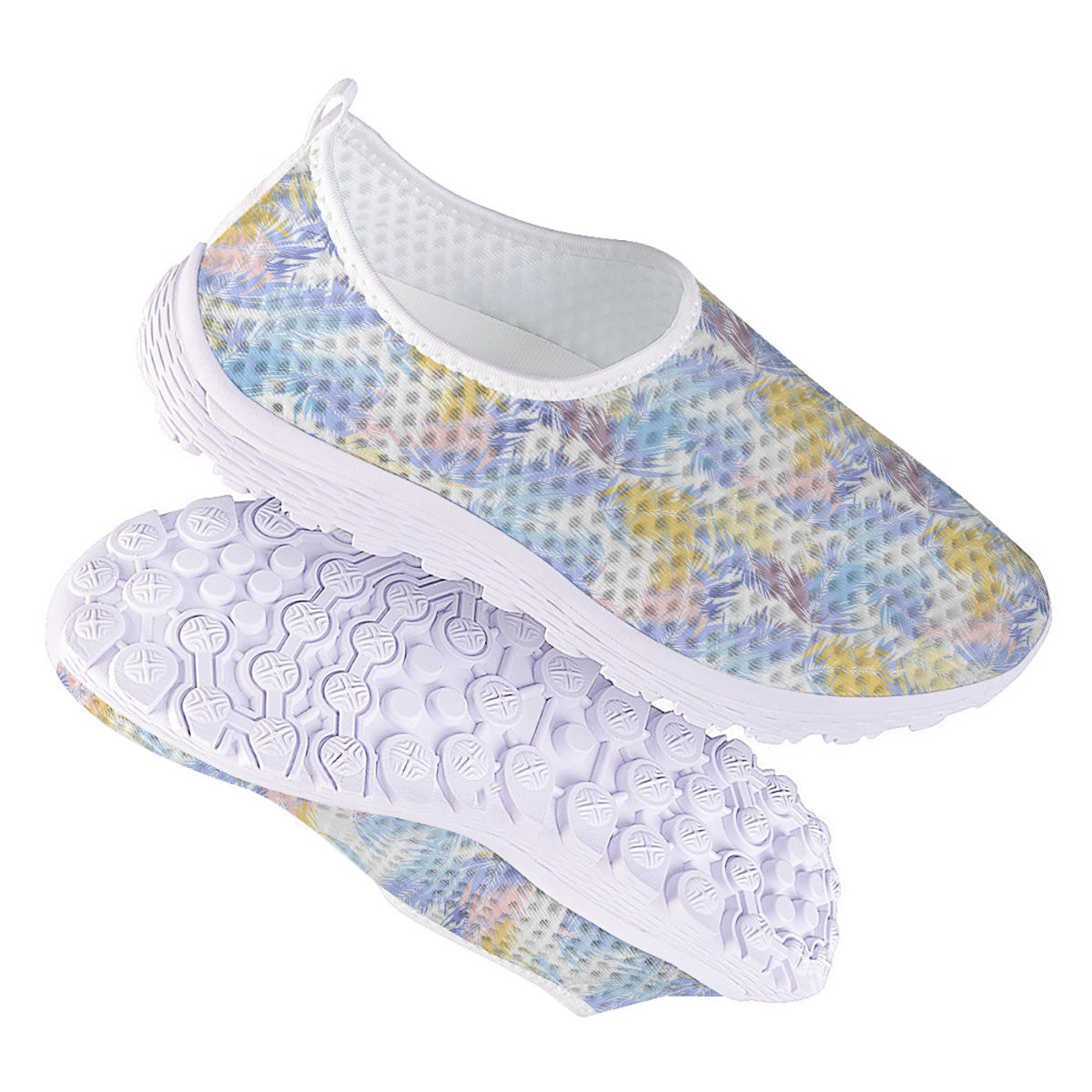 Tropical Palm Leaf Pastel Print Pattern Nurse Shoes-grizzshop