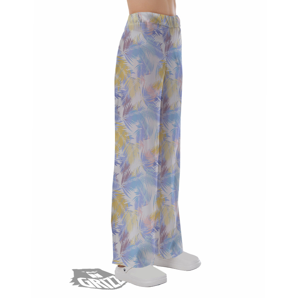 Tropical Palm Leaf Pastel Print Pattern Pajama Pants-grizzshop