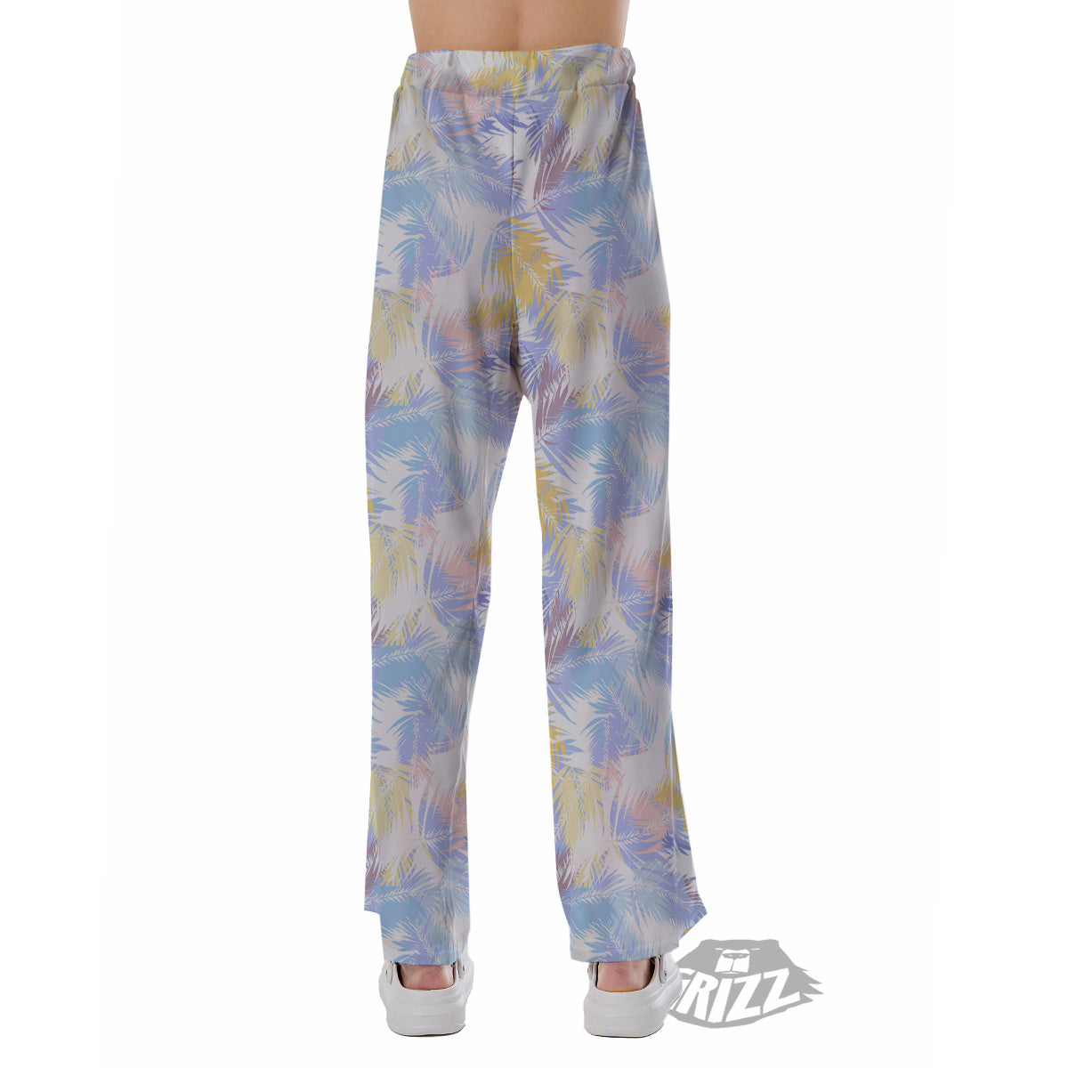 Tropical Palm Leaf Pastel Print Pattern Pajama Pants-grizzshop