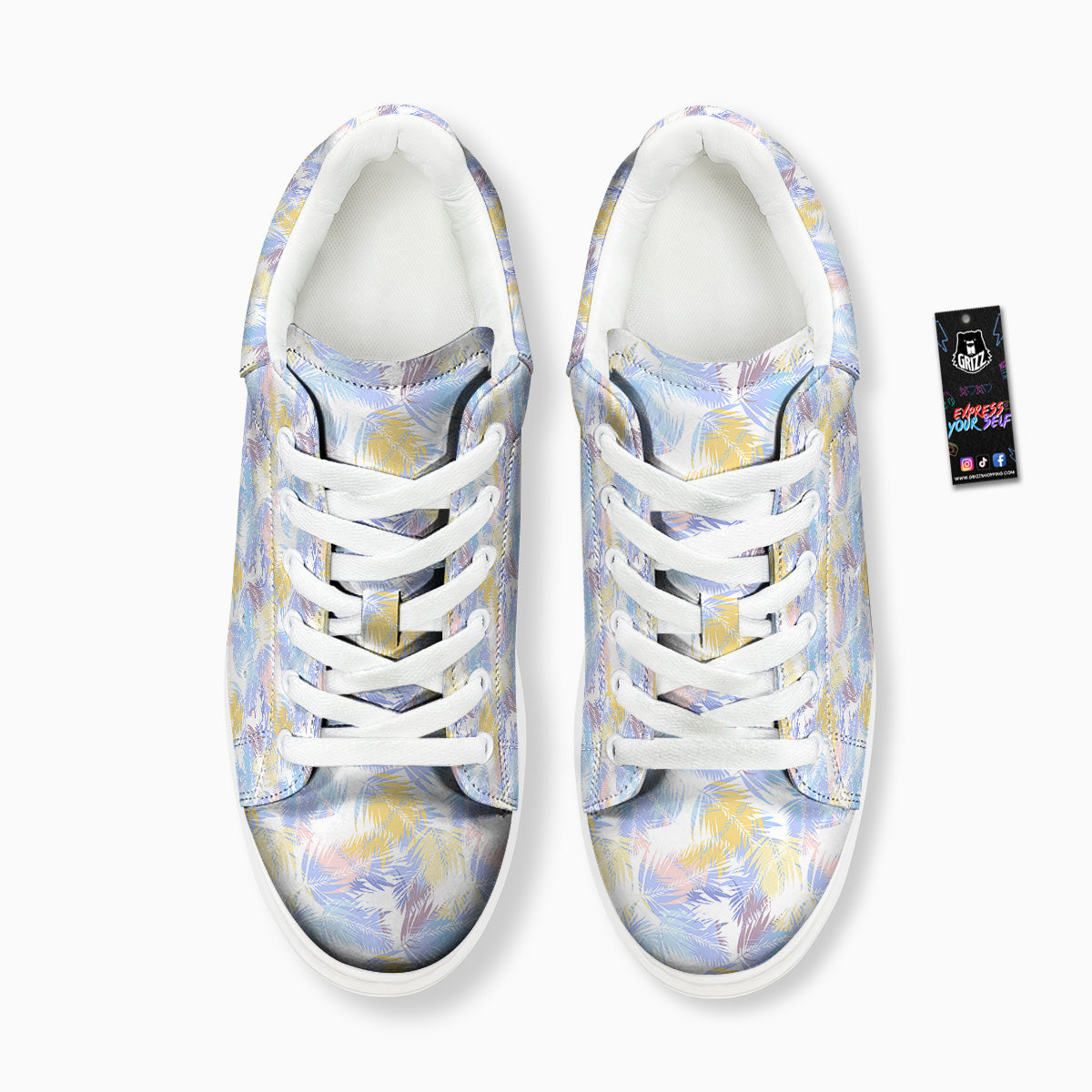 Tropical Palm Leaf Pastel Print Pattern Platform Shoes-grizzshop