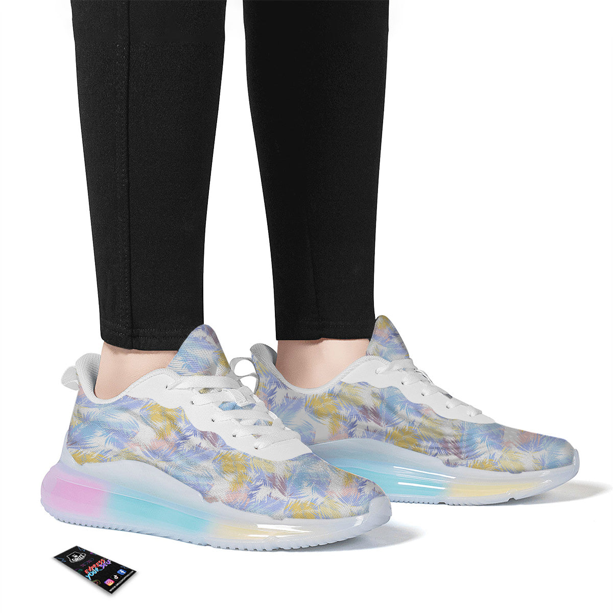 Tropical Palm Leaf Pastel Print Pattern Running Sneakers-grizzshop