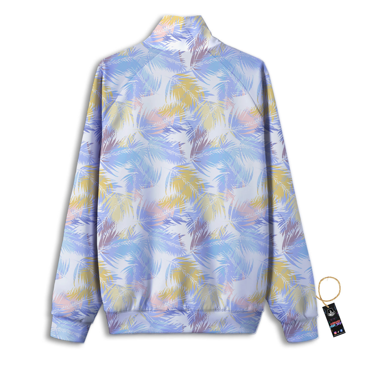 Tropical Palm Leaf Pastel Print Pattern Track Jacket-grizzshop