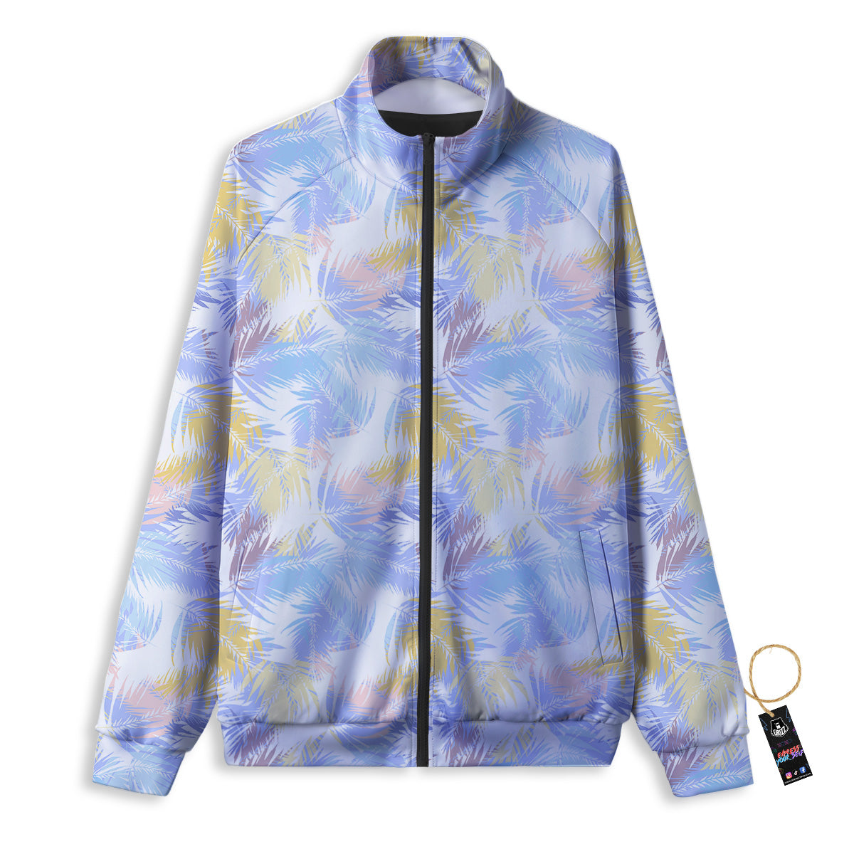 Tropical Palm Leaf Pastel Print Pattern Track Jacket-grizzshop