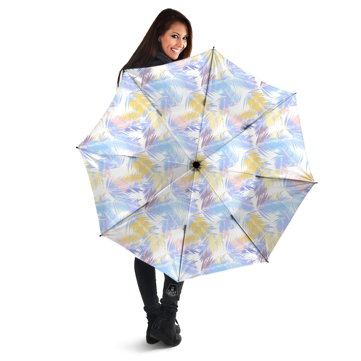 Tropical Palm Leaf Pastel Print Pattern Umbrella-grizzshop