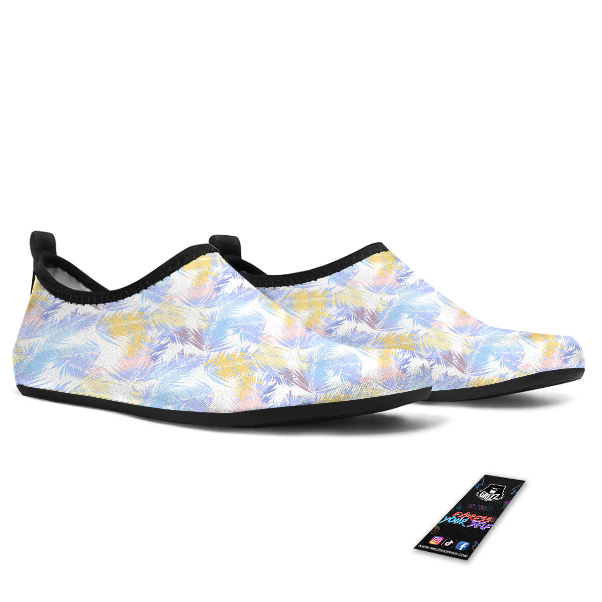 Tropical Palm Leaf Pastel Print Pattern Water Shoes-grizzshop