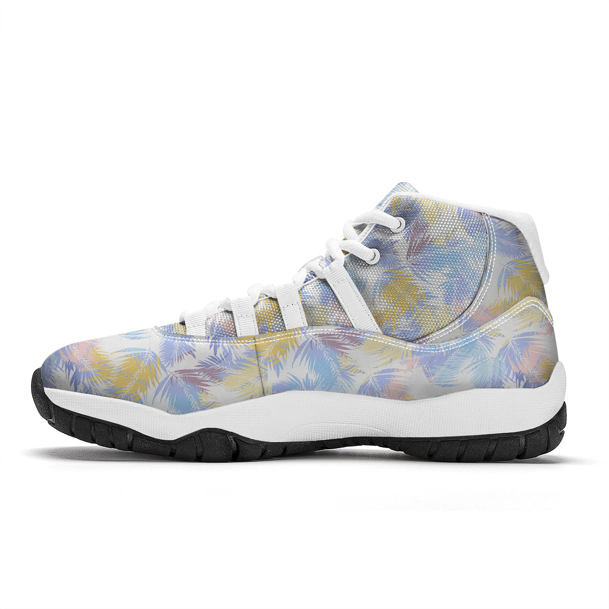 Tropical Palm Leaf Pastel Print Pattern White Bball Shoes-grizzshop