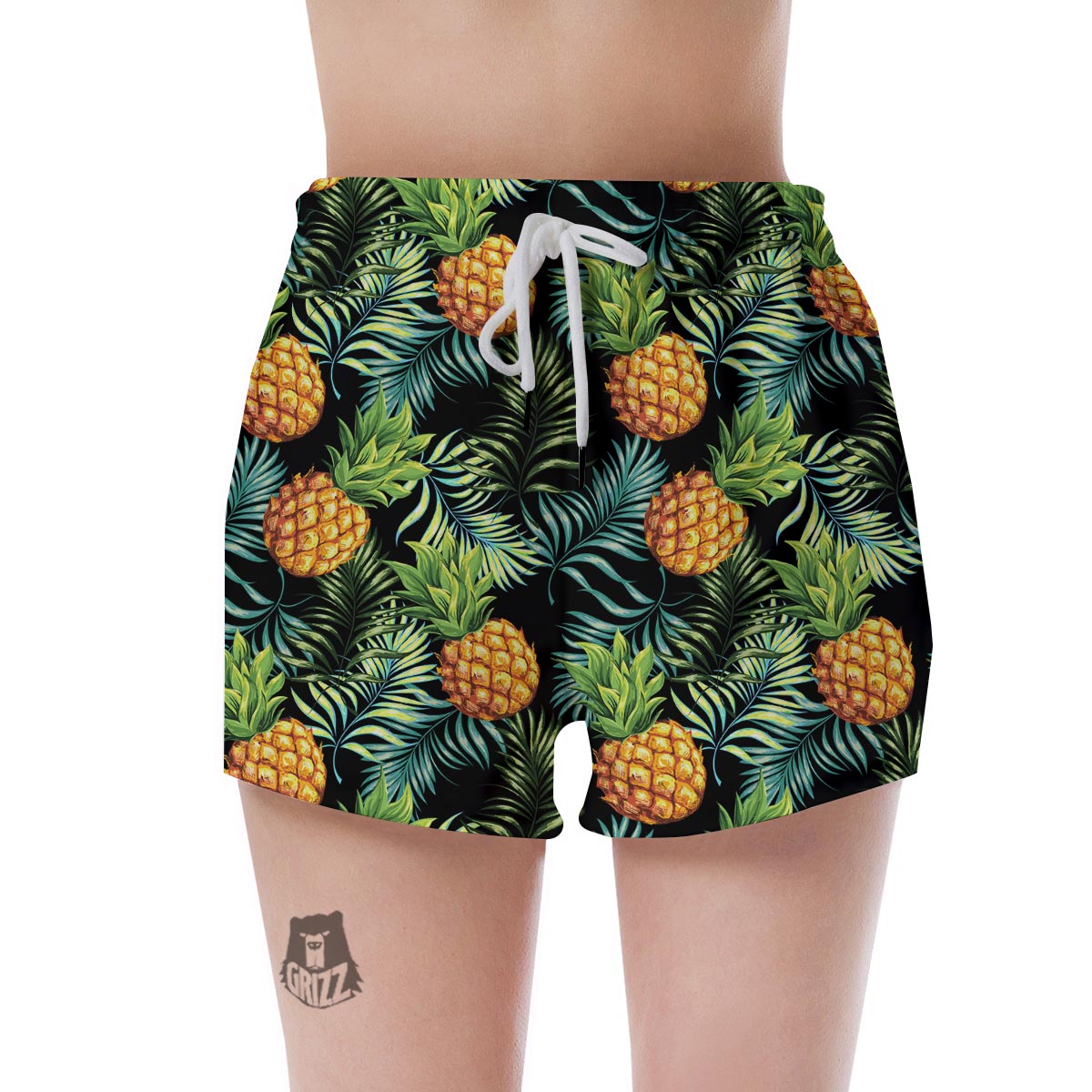 Tropical Palm Leaf Pineapple Print Women's Shorts-grizzshop