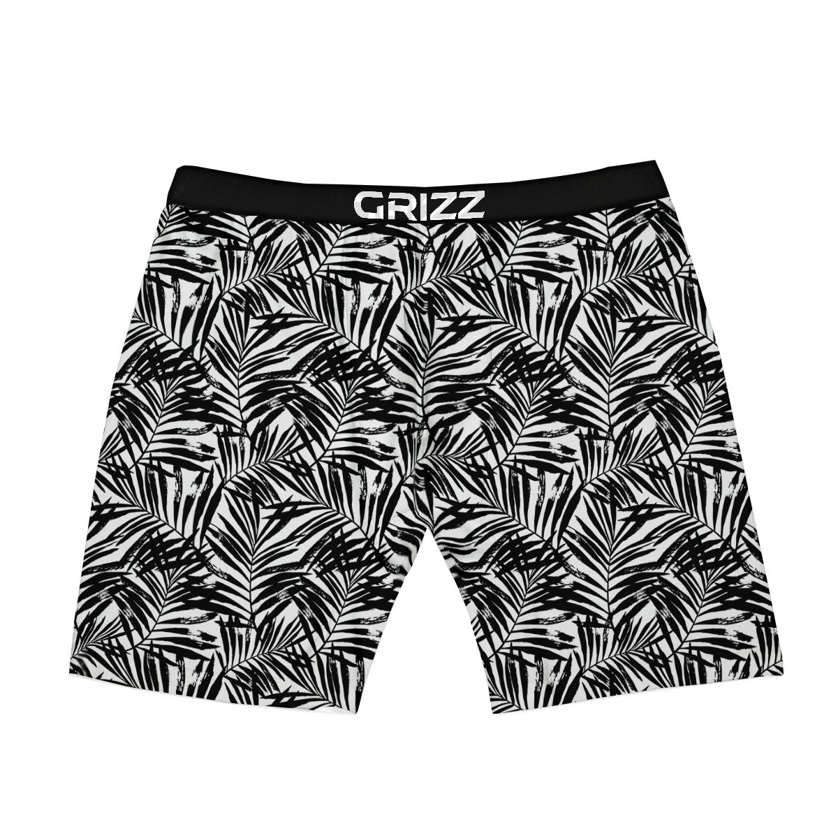 Tropical Palm Leaf White And Black Print Boxer Briefs-grizzshop