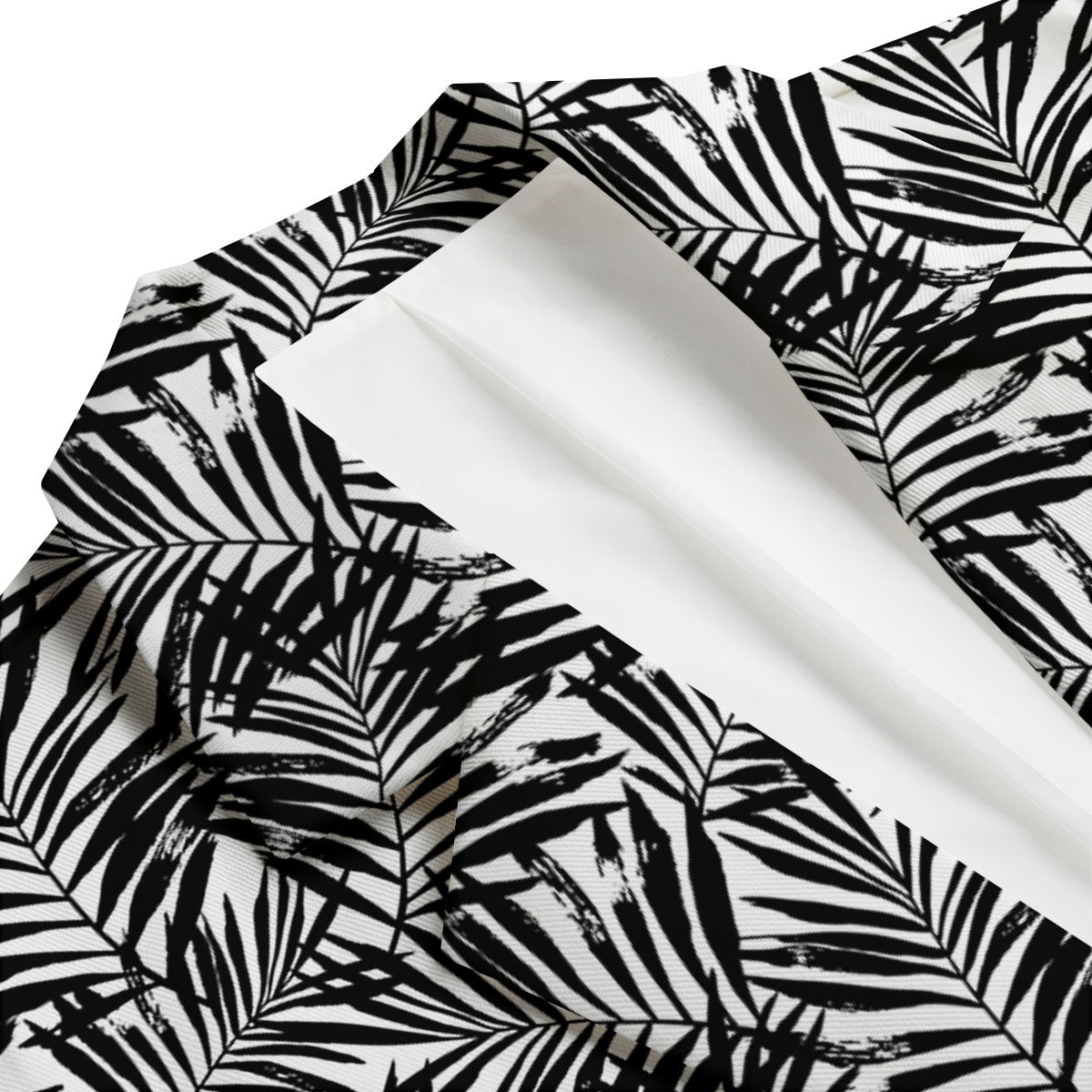 Tropical Palm Leaf White And Black Print Men's Blazer-grizzshop