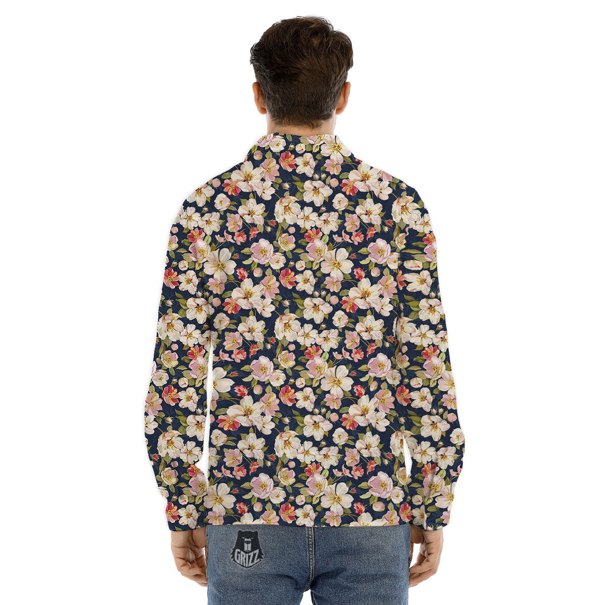 Tropical Palm Leaf White And Black Print Men's Dress Shirts-grizzshop