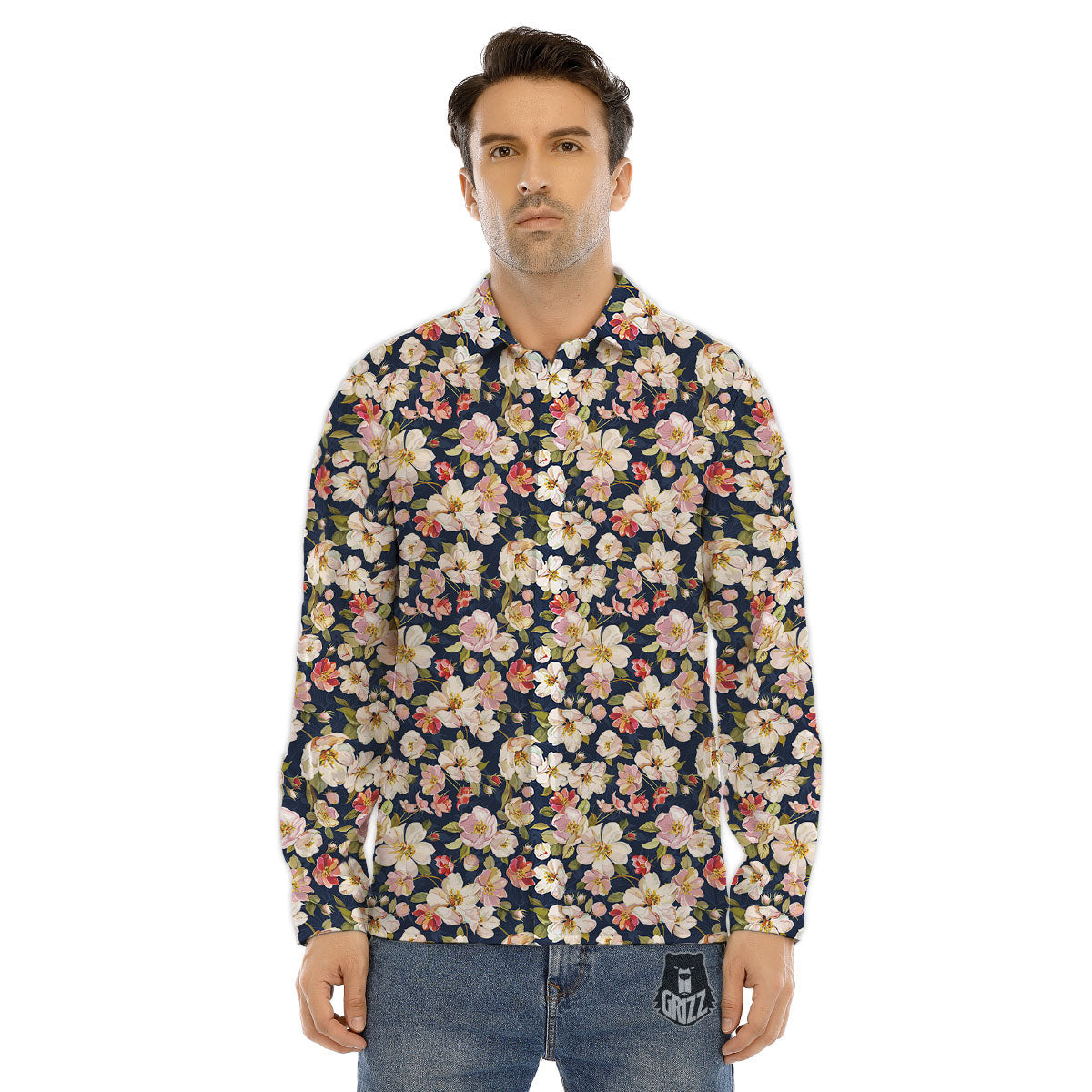 Tropical Palm Leaf White And Black Print Men's Dress Shirts-grizzshop