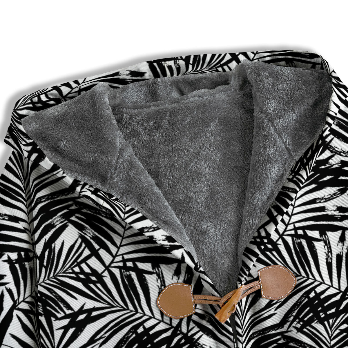 Tropical Palm Leaf White And Black Print Men's Windbreaker Jacket-grizzshop
