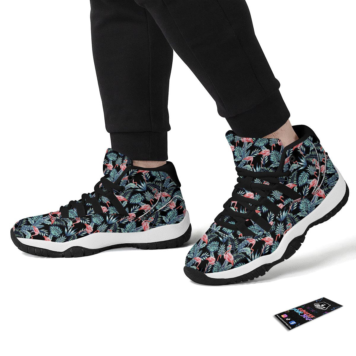 Tropical Palm Leave Black Bball Shoes-grizzshop