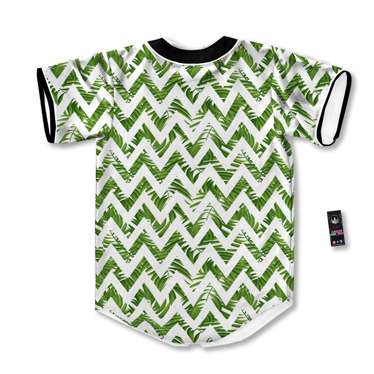 Tropical Palm Leaves Tropical Zigzag Print Pattern Baseball Jersey-grizzshop
