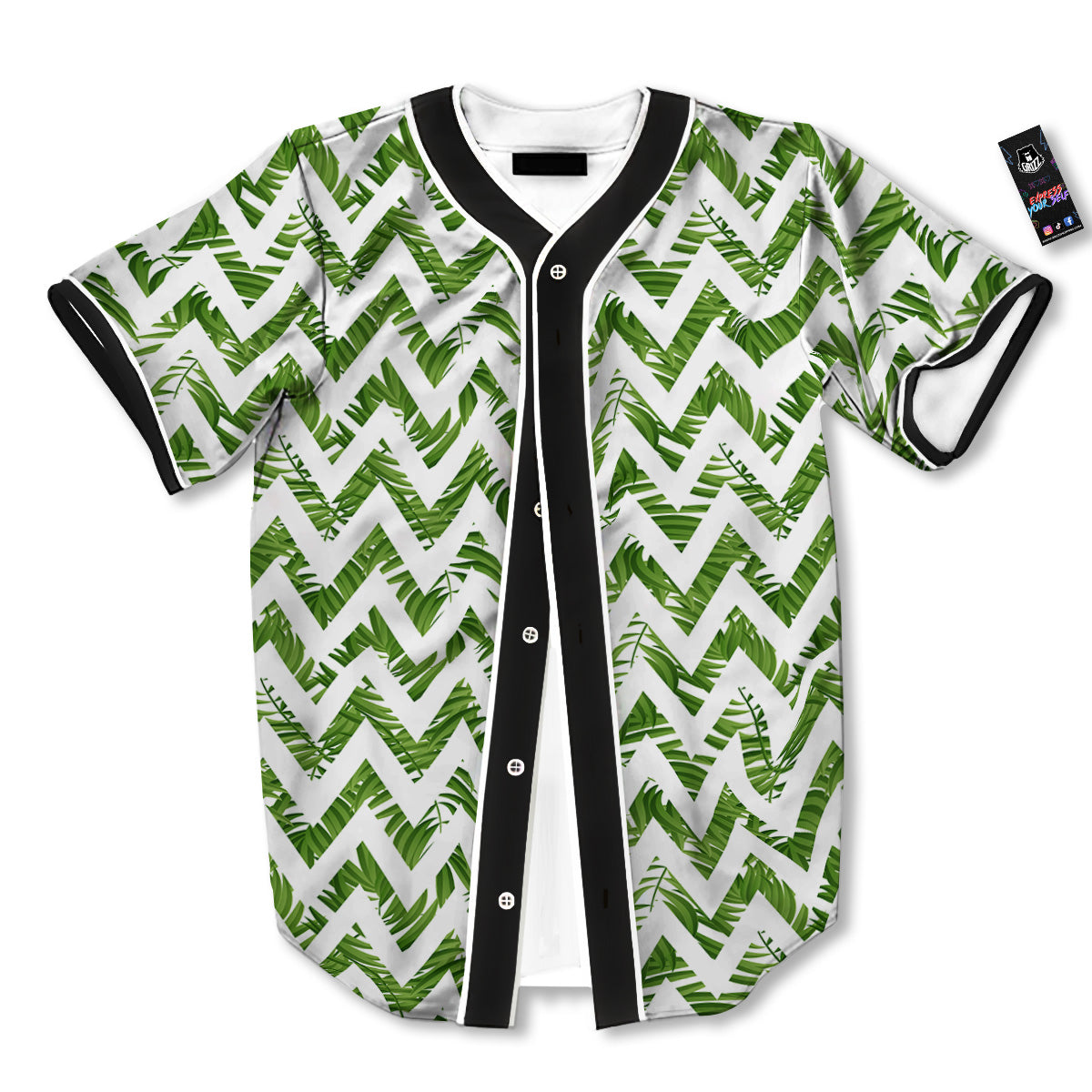 Tropical Palm Leaves Tropical Zigzag Print Pattern Baseball Jersey-grizzshop