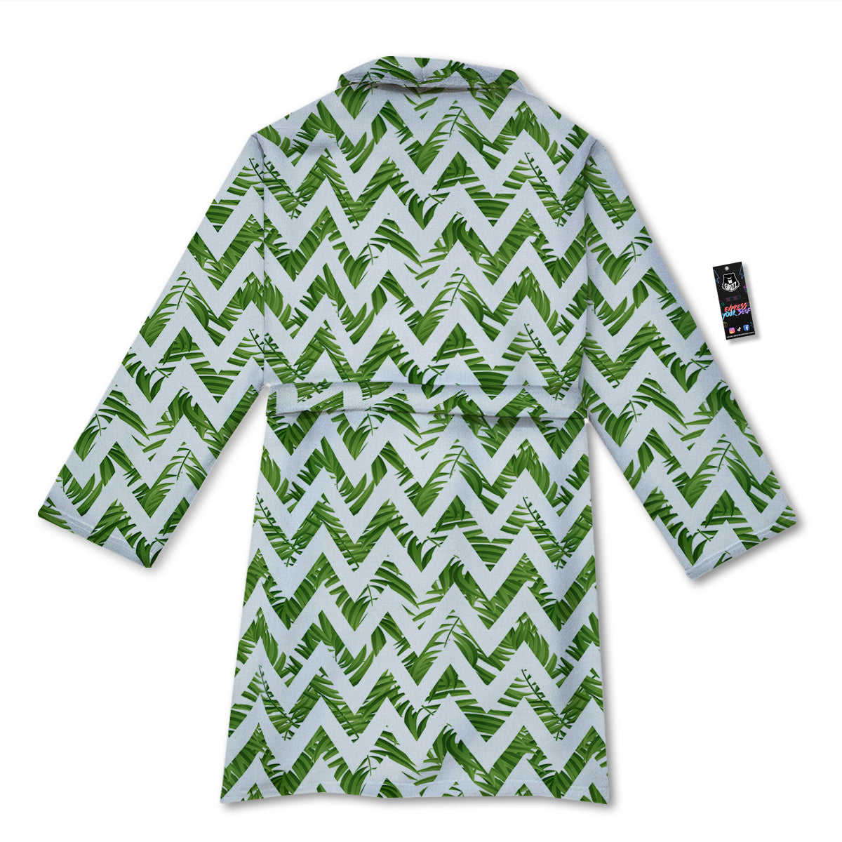 Tropical Palm Leaves Tropical Zigzag Print Pattern Bathrobe-grizzshop