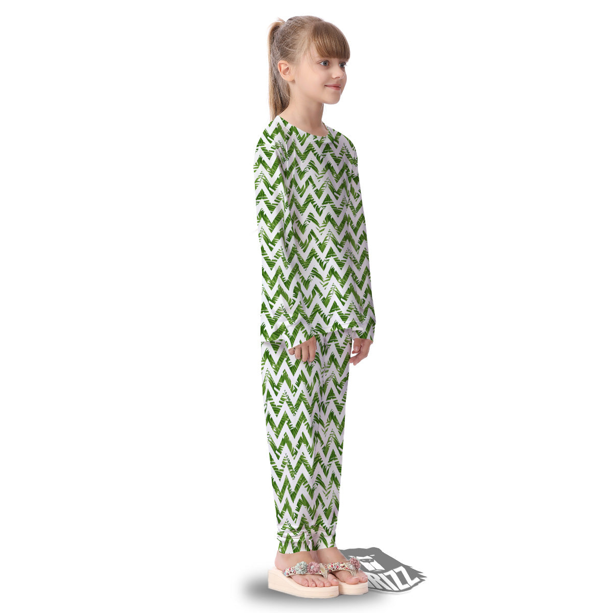 Tropical Palm Leaves Tropical Zigzag Print Pattern Kid's Pajamas-grizzshop