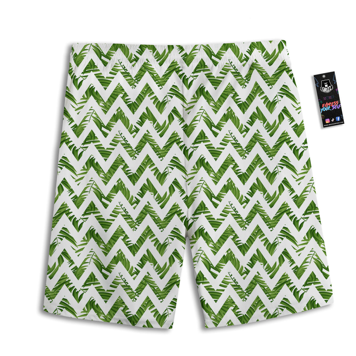 Tropical Palm Leaves Tropical Zigzag Print Pattern Men's Athletic Shorts-grizzshop
