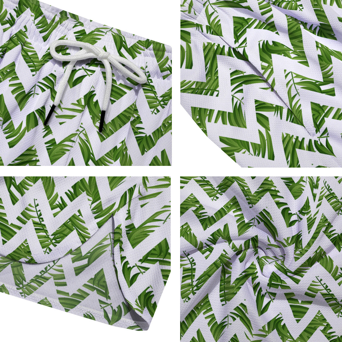 Tropical Palm Leaves Tropical Zigzag Print Pattern Men's Running Shorts-grizzshop
