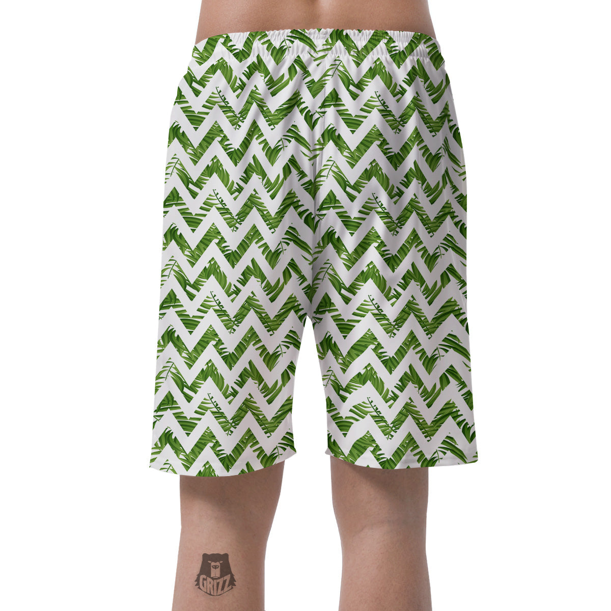 Tropical Palm Leaves Tropical Zigzag Print Pattern Men's Shorts-grizzshop
