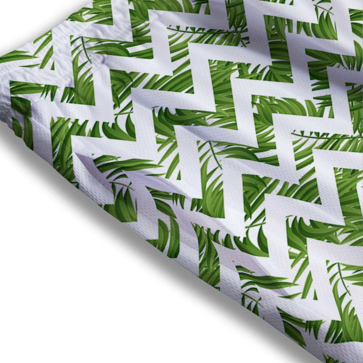 Tropical Palm Leaves Tropical Zigzag Print Pattern Mesh Shorts-grizzshop