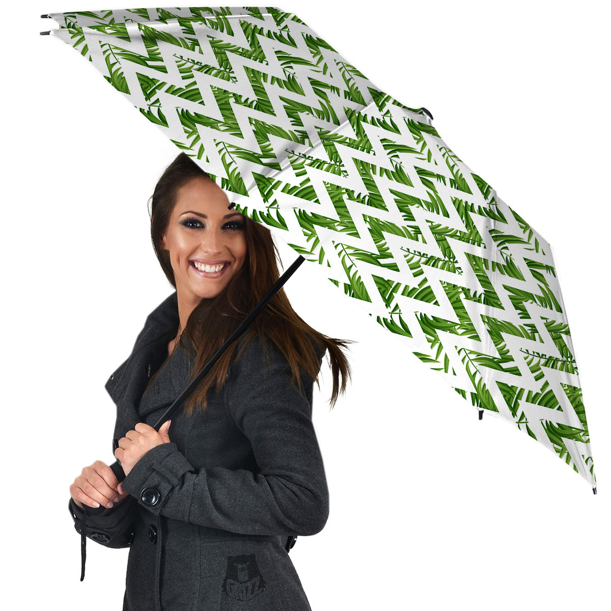 Tropical Palm Leaves Tropical Zigzag Print Pattern Umbrella-grizzshop