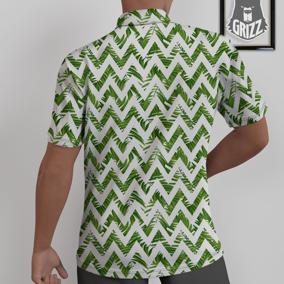 Tropical Palm Leaves Tropical Zigzag Print Pattern Untucked Shirts-grizzshop