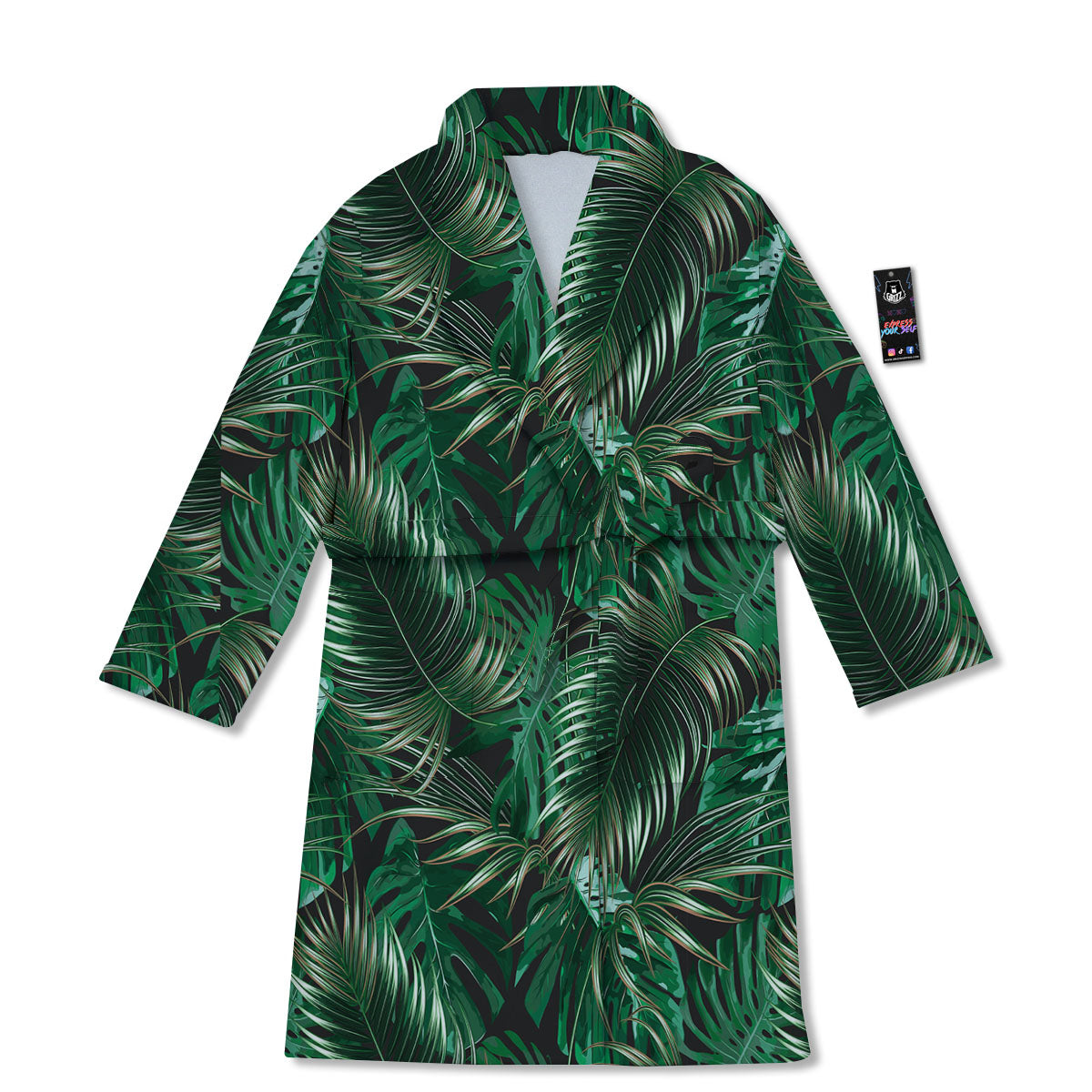 Tropical Palm Tree Print Pattern Bathrobe-grizzshop