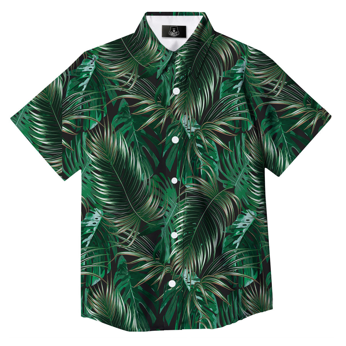 Tropical Palm Tree Print Pattern Button Up Shirt-grizzshop