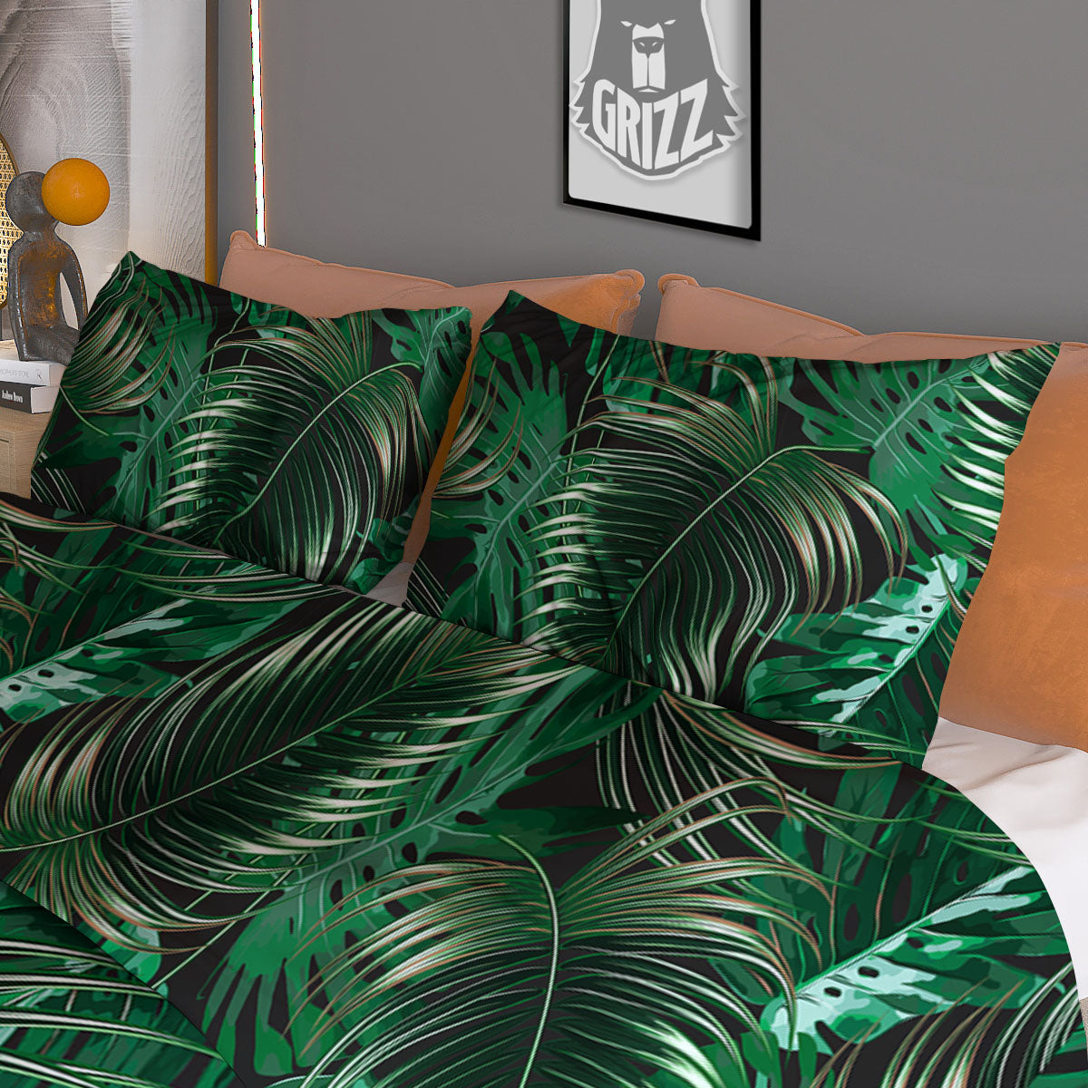 Tropical Palm Tree Print Pattern Duvet Cover Bedding Set-grizzshop
