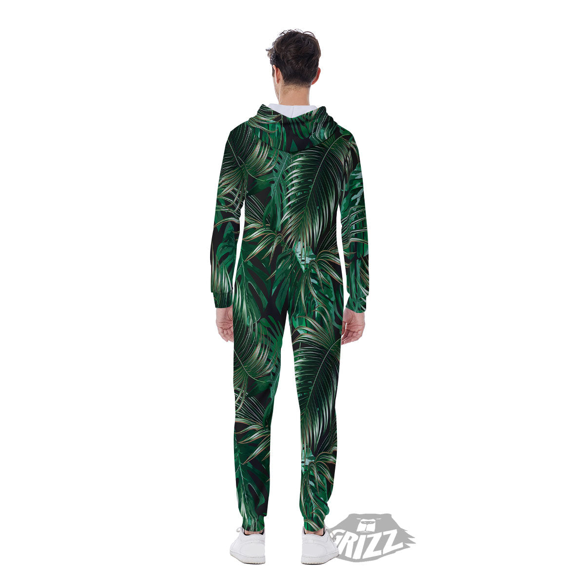 Tropical Palm Tree Print Pattern Men's Jumpsuit-grizzshop