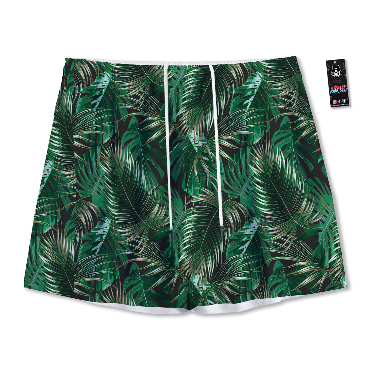Tropical Palm Tree Print Pattern Mesh Shorts-grizzshop