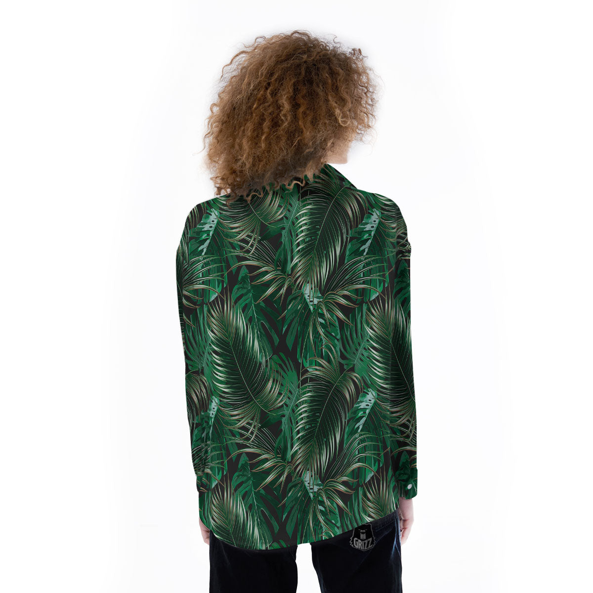 Tropical Palm Tree Print Pattern Women's Long Sleeve Shirts-grizzshop
