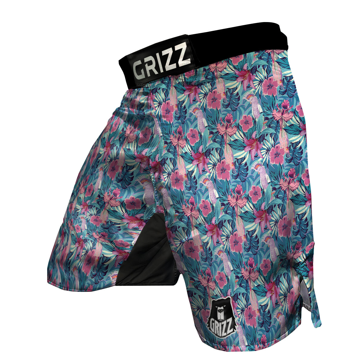 Tropical Parrot Print MMA Shorts-grizzshop