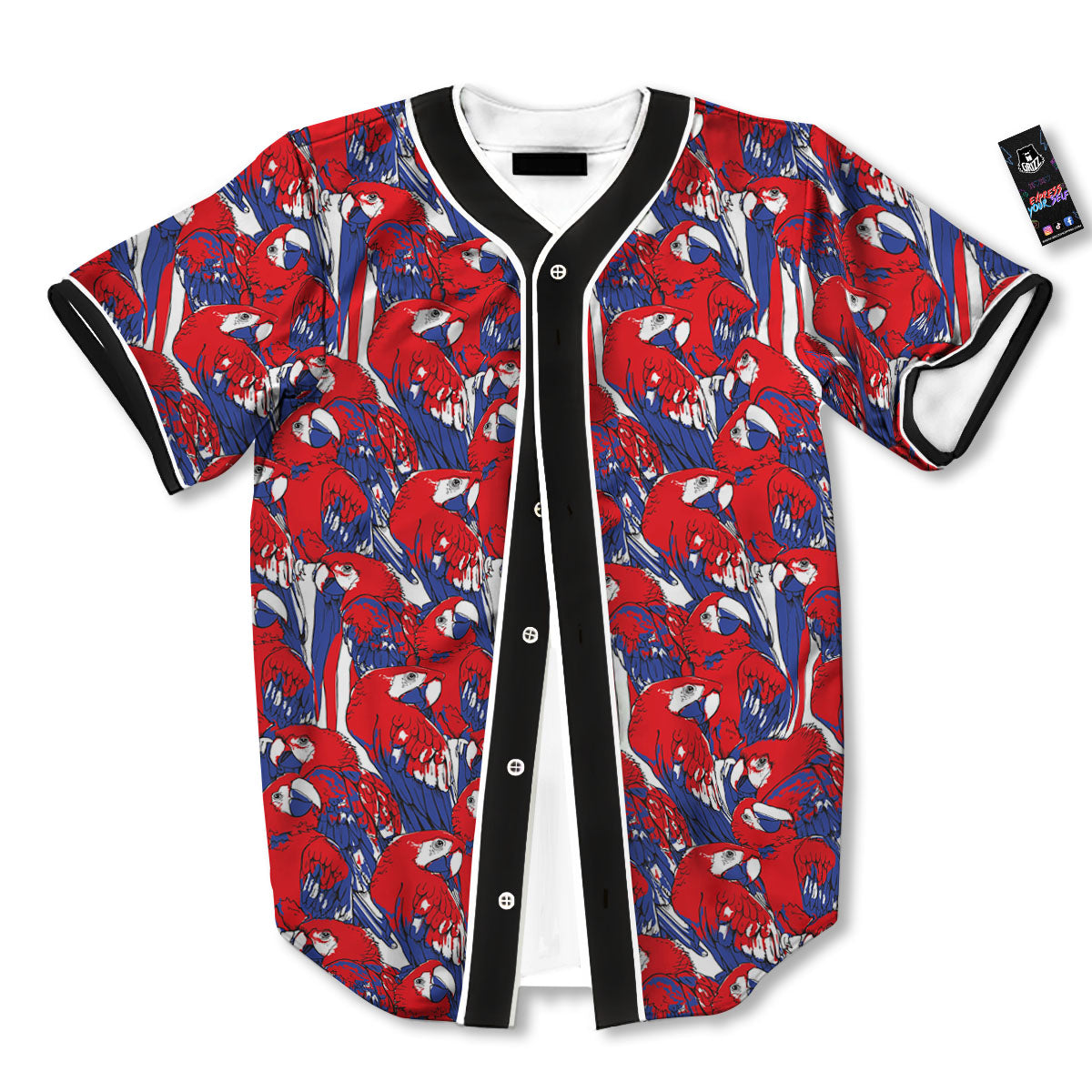 Tropical Parrot Print Pattern Baseball Jersey-grizzshop