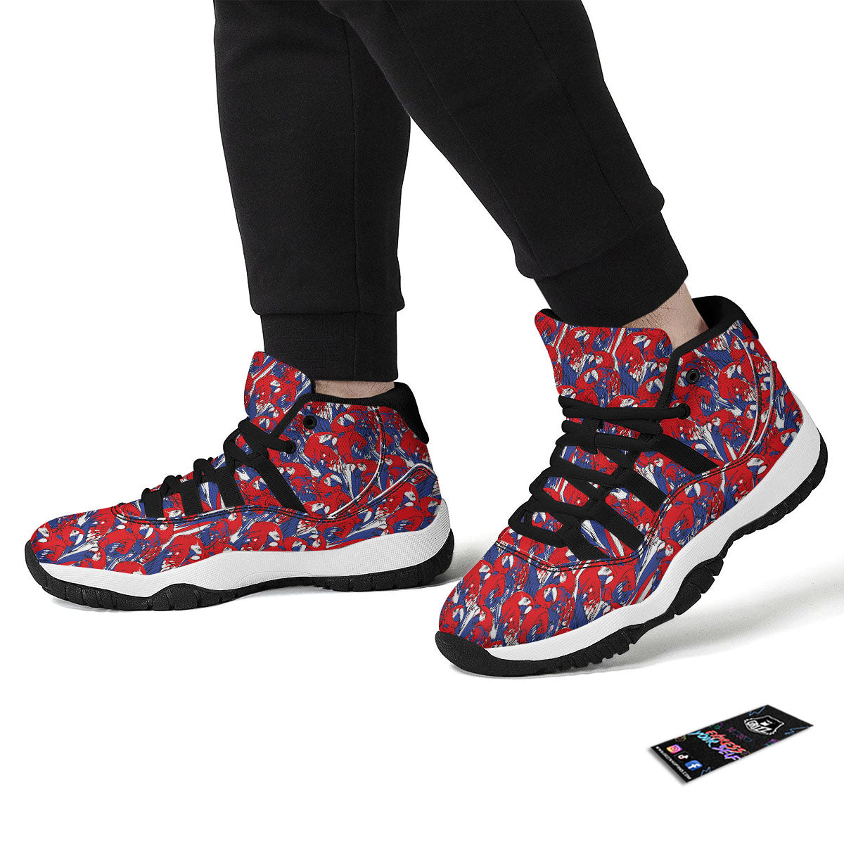 Tropical Parrot Print Pattern Black Bball Shoes-grizzshop