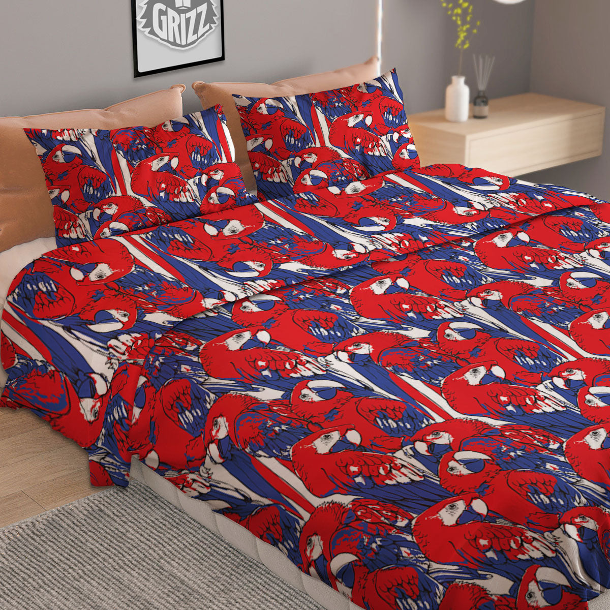 Tropical Parrot Print Pattern Duvet Cover Bedding Set