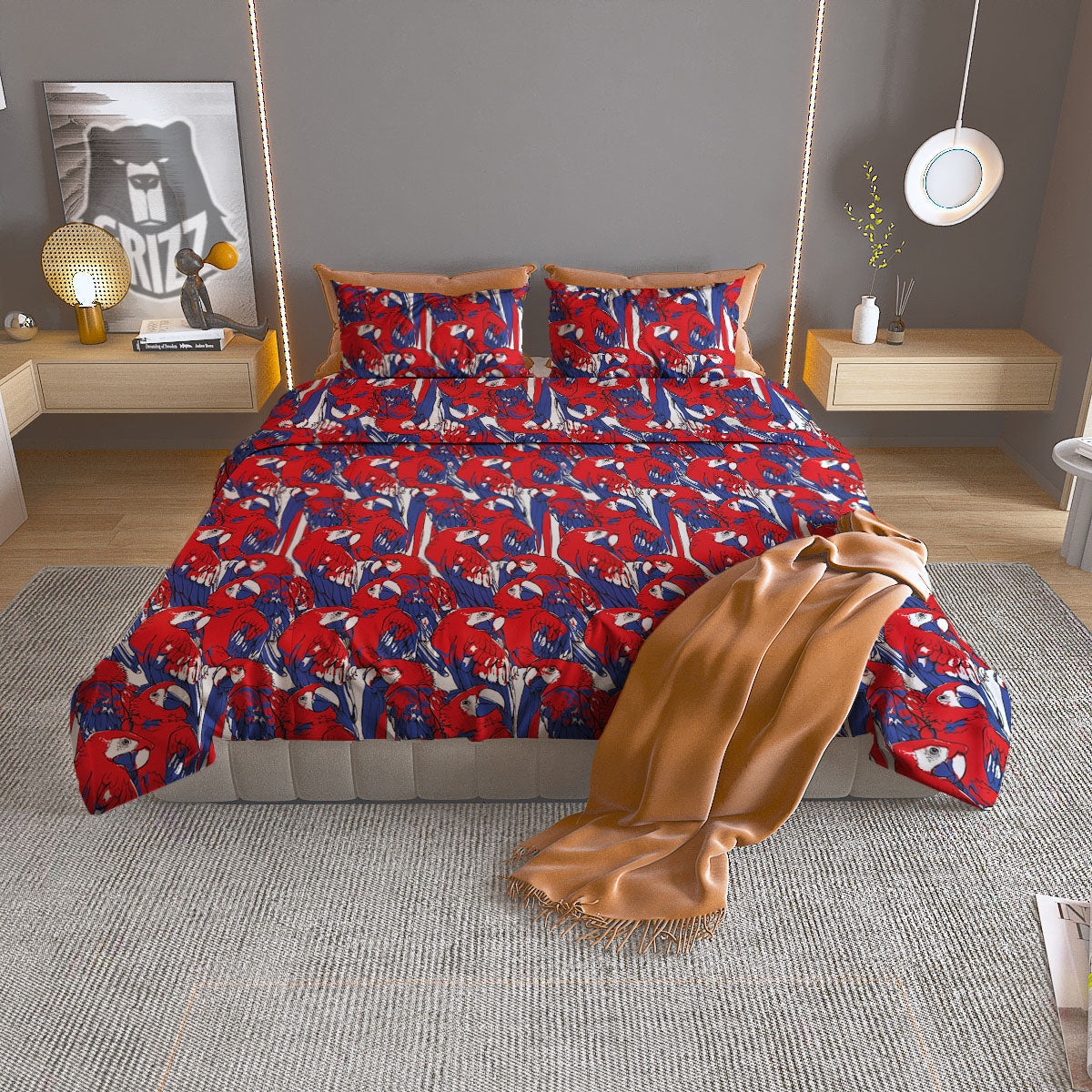 Tropical Parrot Print Pattern Duvet Cover Bedding Set