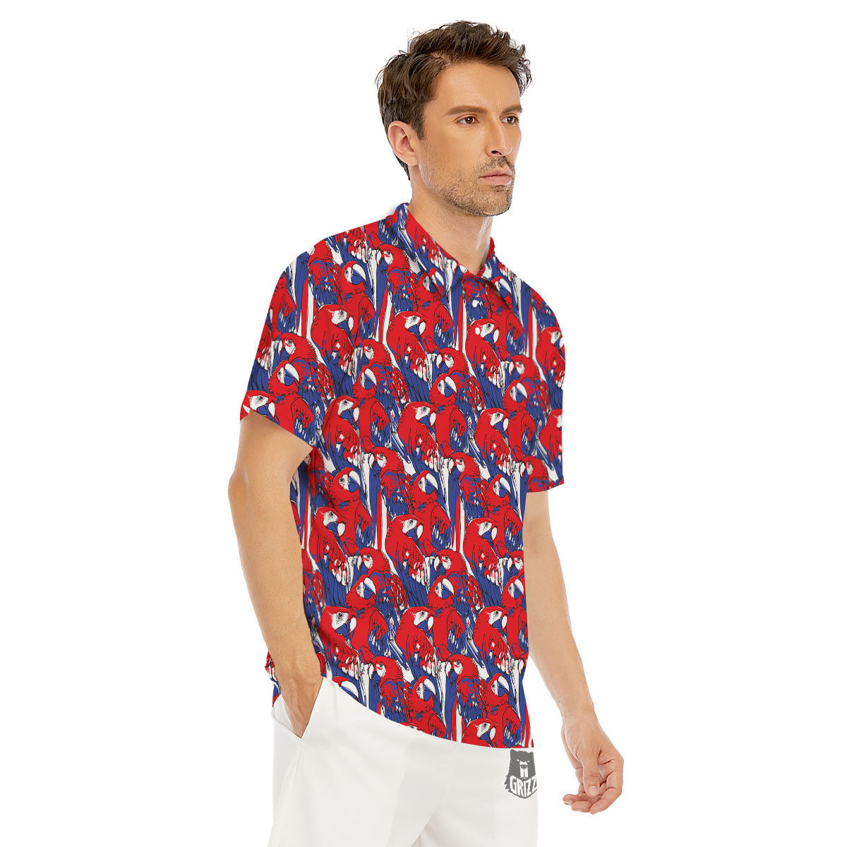 Tropical Parrot Print Pattern Men's Golf Shirts-grizzshop