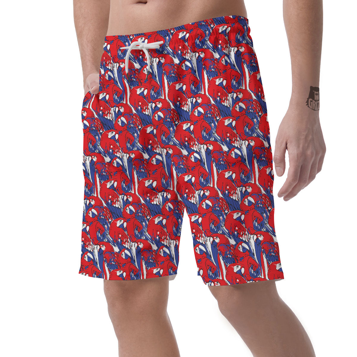 Tropical Parrot Print Pattern Men's Shorts-grizzshop