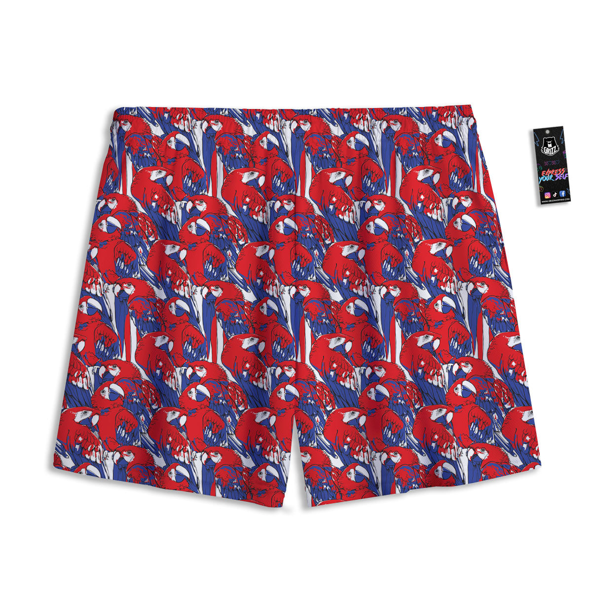 Tropical Parrot Print Pattern Mesh Shorts-grizzshop