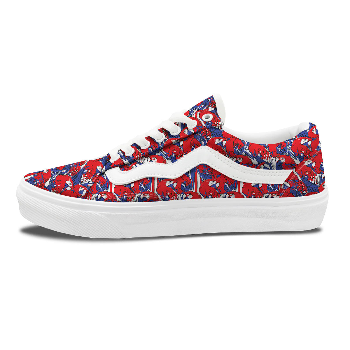 Tropical Parrot Print Pattern Skate Shoes-grizzshop