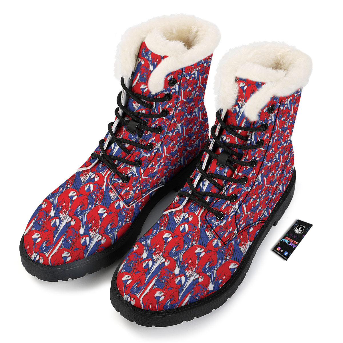 Tropical Parrot Print Pattern Winter Boots-grizzshop