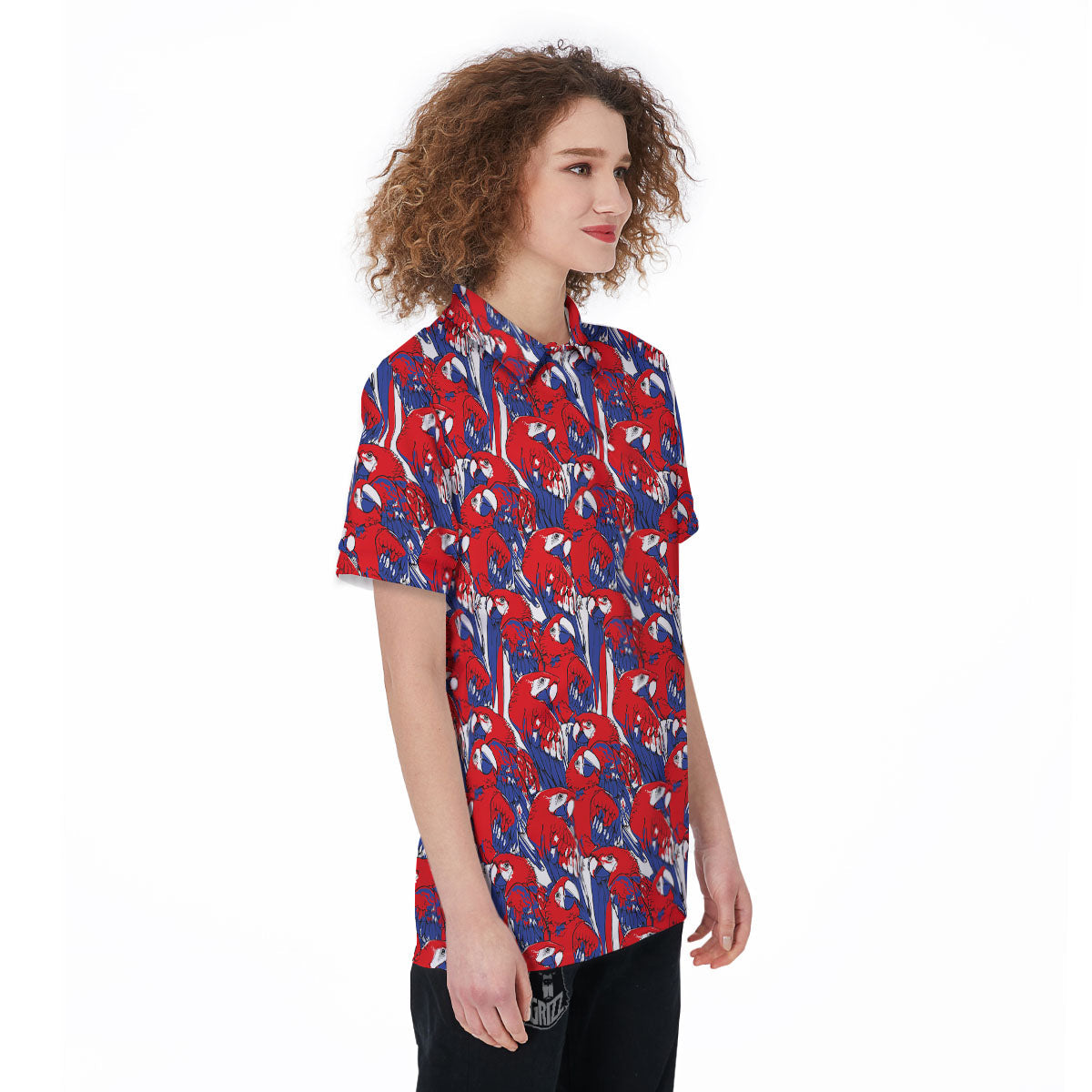 Tropical Parrot Print Pattern Women's Golf Shirts-grizzshop