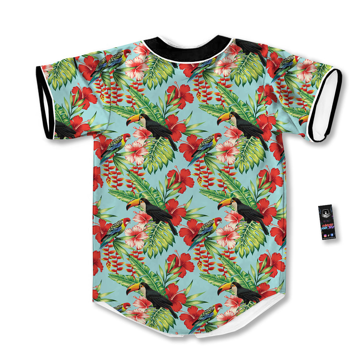 Tropical Parrot Toucan Print Pattern Baseball Jersey-grizzshop