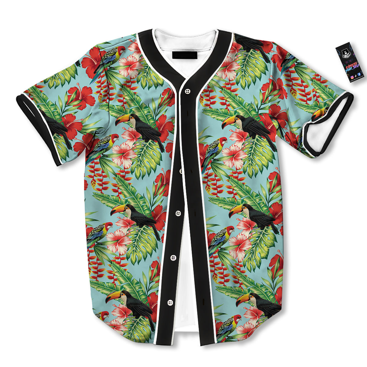 Tropical Parrot Toucan Print Pattern Baseball Jersey-grizzshop